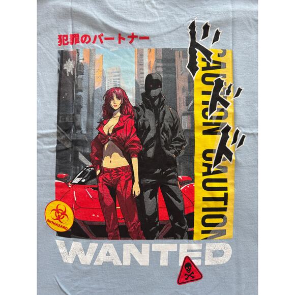 9th Life Wanted Graphic Light Blue T-Shirt Men's Unisex L - Picture 6 of 7